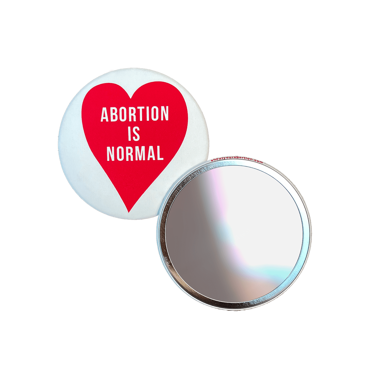 Mirror that says abortion is normal inside a heart